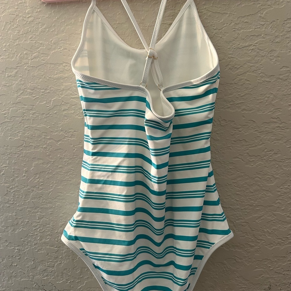 Vineyard Vines Blue And White Stripe Girls Large Bathing Suit - Picture 3 of 5